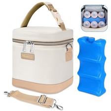 Insulated Baby Bottle Cooler Bag Ice Pack Breastmilk Storage Cream Brown