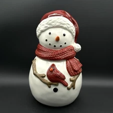 St. Nicholas Square Yuletide Cookie Jar Snowman Red Cardinal 11.5 InchChristmas