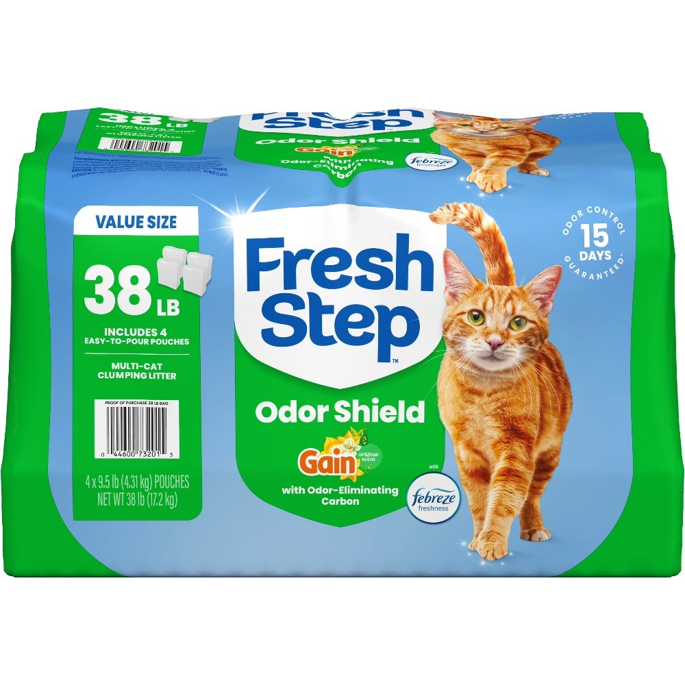 Fresh Step Odor Shield Multi Cat Clumping Litter,  38 lb(4 x 9.5 lb Pouch)