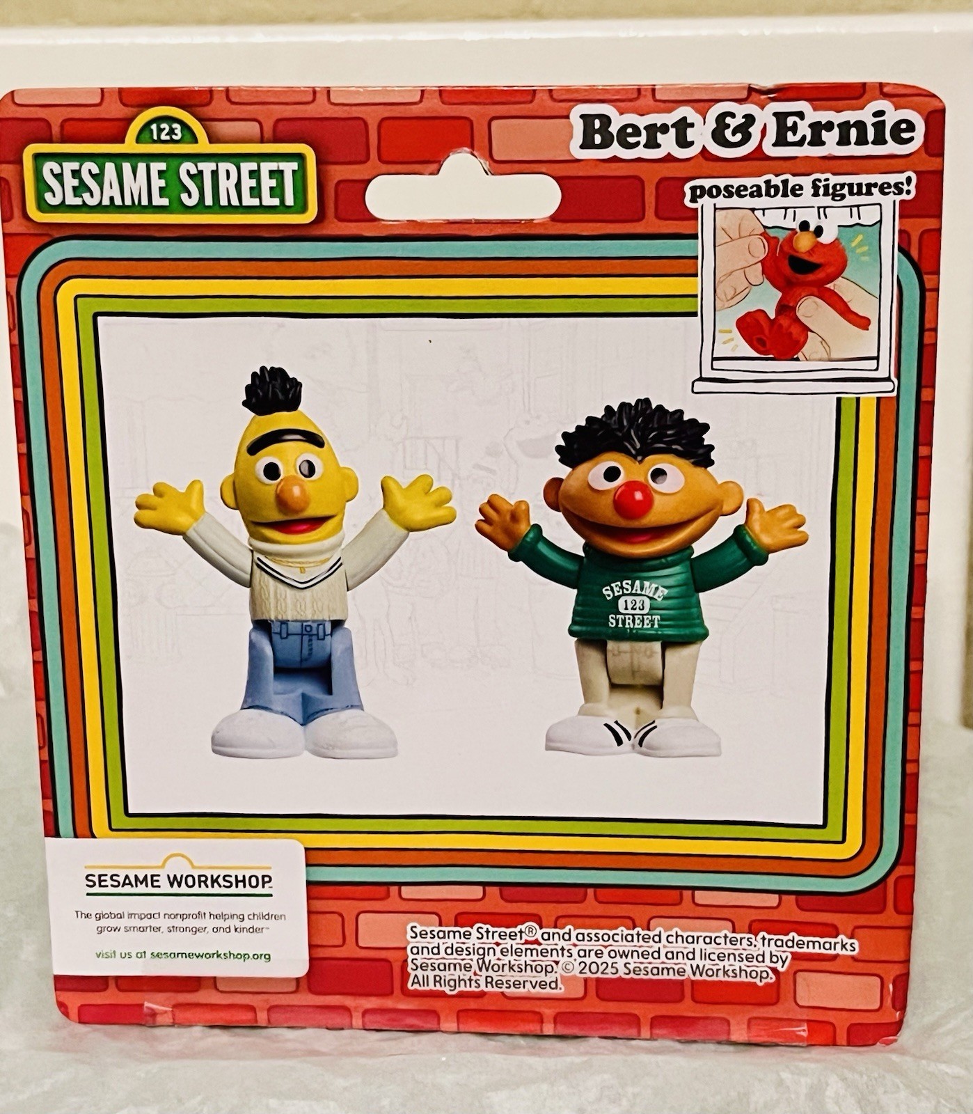 Just play Sesame Street Poseable 3”Figures Elmo Cookie Monster Bert & Ernie NIB