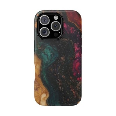 Phone Ink - Case for iPhone/Galaxy/Pixel - Purple Green Gold Resin Fluid