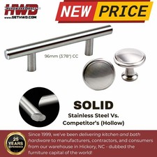 Cabinet Pulls 96mm Round Knob Brushed Nickel Modern T-Bar Kitchen Bath Drawer
