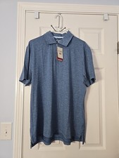 Chaps Men's Blue Short Sleeve Performance Solid Polo Shirt Size XL NWT