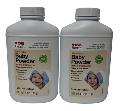 2 CVS Medicated Baby Powder w/ Cornstarch 4 oz  Compares to Gold Bond Medicated