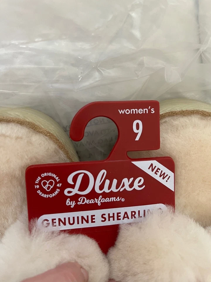 Dluxe by Dearfoam Cream Genuine Shearling Criss Cross Top Slide On Slippers - Image 2 of 4