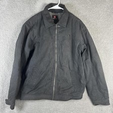 Quiksilver Jacket Mens L Gray Canvas Sherpa Lined Full Zip Bomber Warm H106787