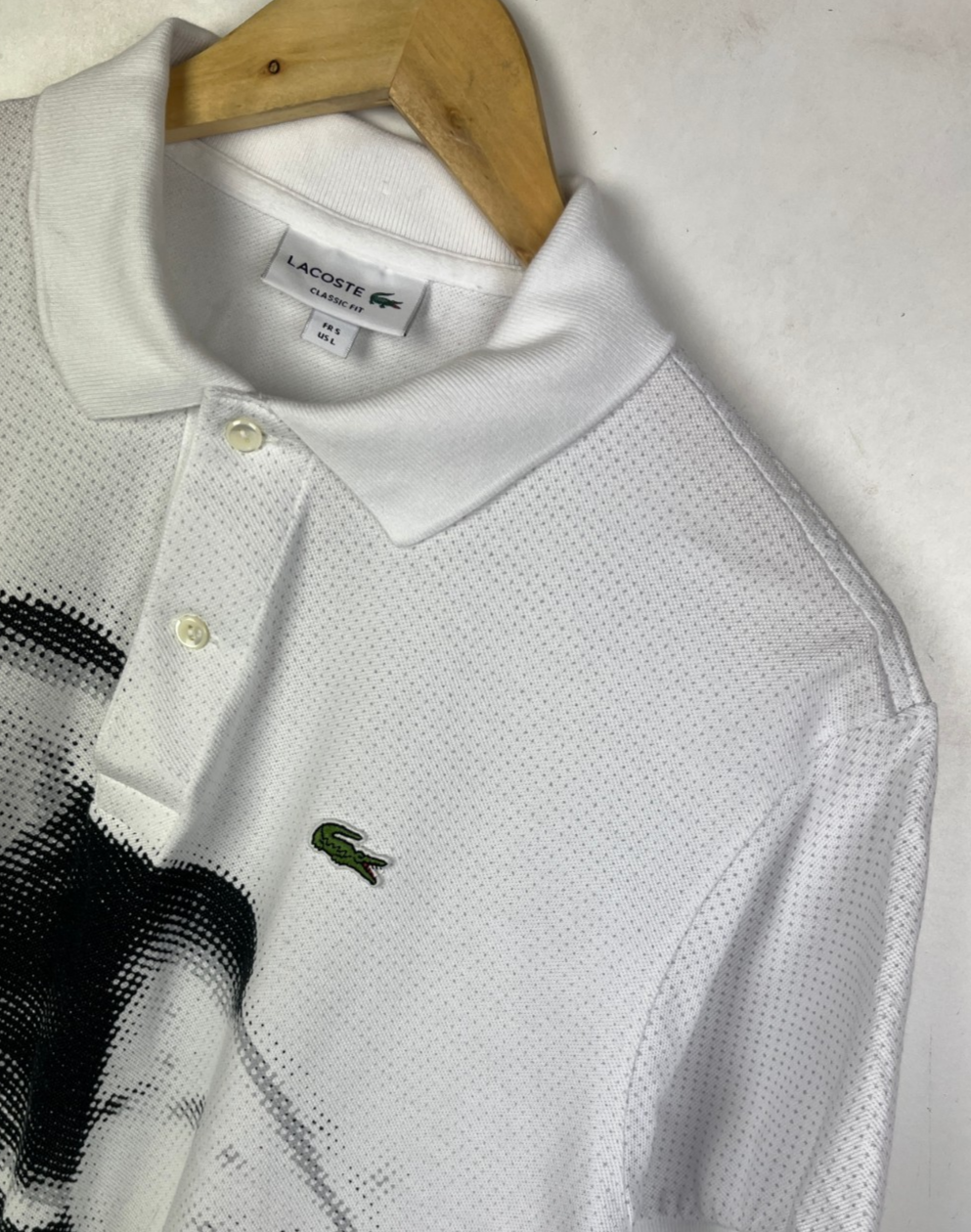 LACOSTE TENNIS POLO SHIRT Size 5 / Large  Men`s White - Great Condition