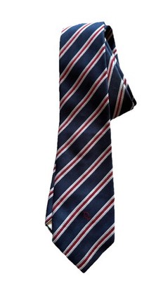 Vintage Christian Dior Tie Classic Striped Navy , Red, White Silk Blend W/ Logo