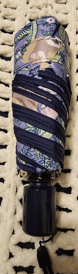 Vera Bradley Mini Guarda-chuva Automático PANDURADO EM TORNO ROXO RARO NOVO COM ETIQUETAS LACRADO - Imagem 2 de 4