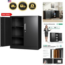 Metal Storage Cabinet With Locking Doors 35.4 Steel Locker Organizer With A...