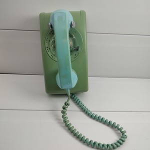 Western Electric Teal Aqua Rotary Dial Wall Telephone 1959 Vintage Tested Works