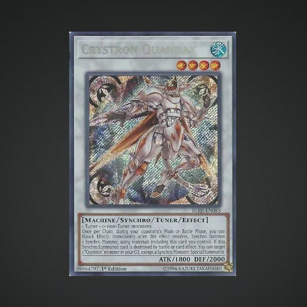 1996 Yu-Gi-Oh 1st Edition Crystron Quandax BLRR-EN083 Secret Rare Card
