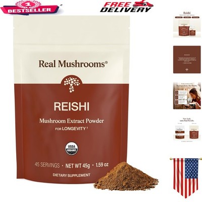 USDA Organic Red Reishi Powder - , Gluten-Free, 45 Servings for Health