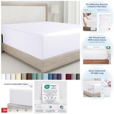 Luxurious King Fitted Sheet in White - 100 Cotton, 400 Thread Count Sateen