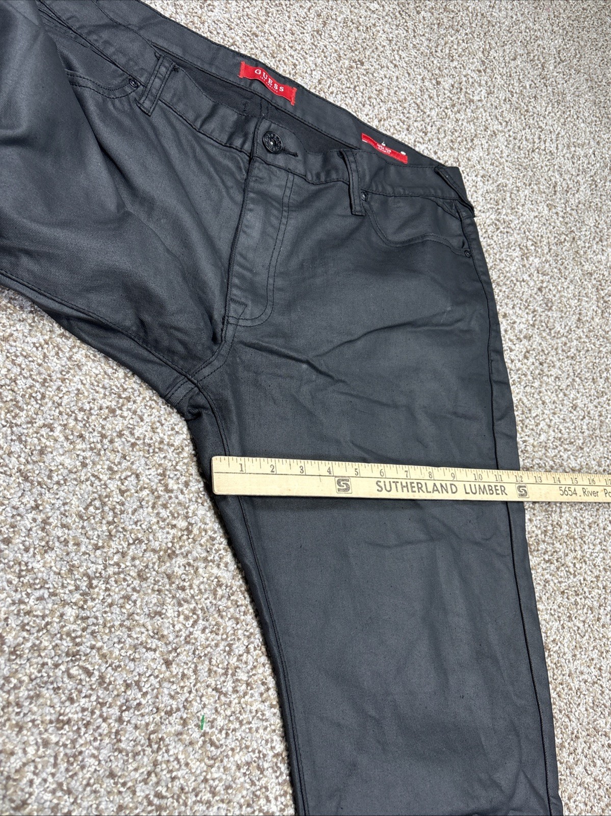 Guess Men Jeans 38x32 Black Denim Ultra Slim Coated McCrae Fit Pants Jeans - View 13