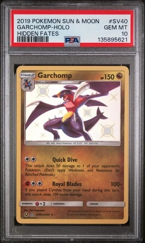 2019 POKEMON SUN & MOON HIDDEN FATES #SV40 GARCHOMP-HOLO PSA 10