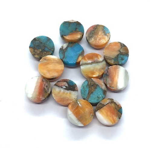 AAA Oyster Copper Turquoise Round Flat Back Loose Gemstone For Assorted Jewelry - Picture 18 of 19