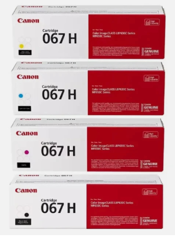 Canon 067H High Yield Toner Set BK/C/M/Y Genuine MF653Cdw MF656Cdw LBP633Cdw