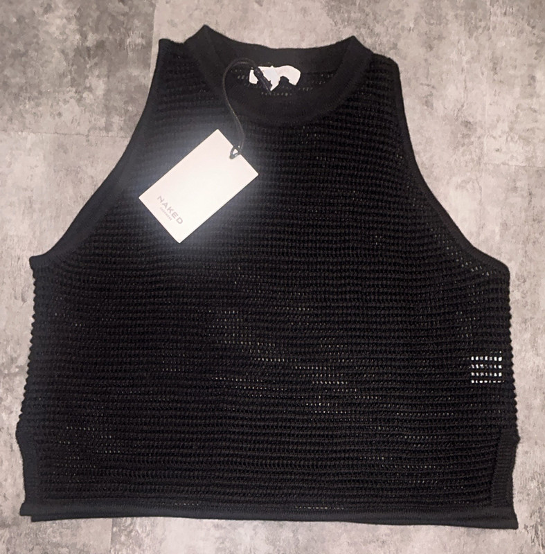 NAKED Cashmere Black Knit Tank Top Crew Neck Sleeveless Juniors XS NWT