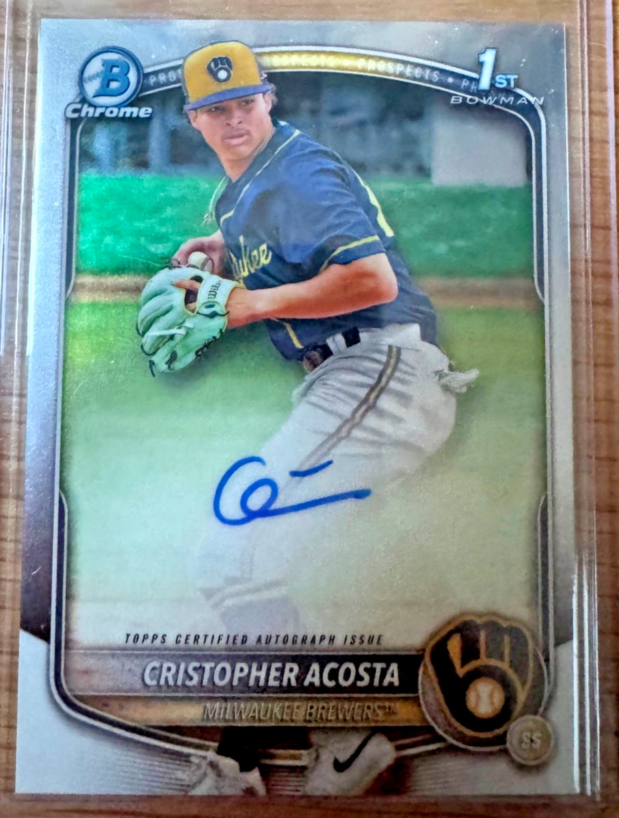 2025 Bowman Chrome CRISTOPHER ACOSTA RC 1st Auto - Milwaukee Brewers