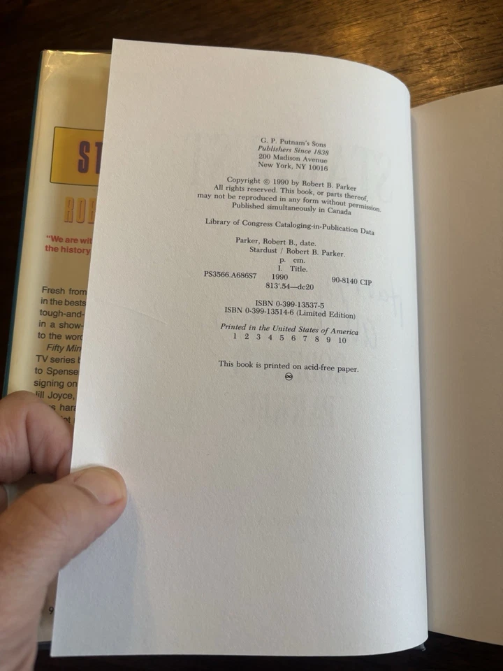 SIGNED Stardust By Robert B. Parker 1st Edition 1st Printing 1990 HCDJ - Image 3 of 4