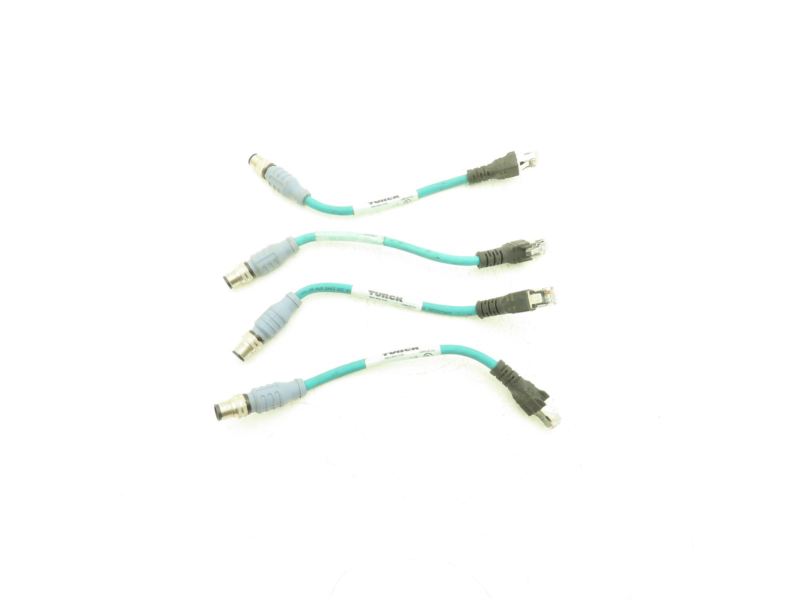 Turck RSSD RJ45S 441-0.2M Industrial Ethernet Cable 4-Pin M12 to RJ45 Lot of 4