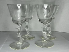 Vintage Set of 4 Libbey Old Crow Whiskey Cocktail Glasses Penguins Tophat Tuxedo