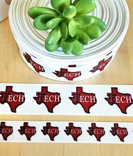 7/8  1.5" 1 YD Texas Tech Grosgrain Ribbon Collegiate Logo Ribbon