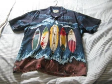 Paradise Found Hawaiian SHIRT MENS  SIZE LARGE SURF BOARDS HONOLULU HAWAII  USA