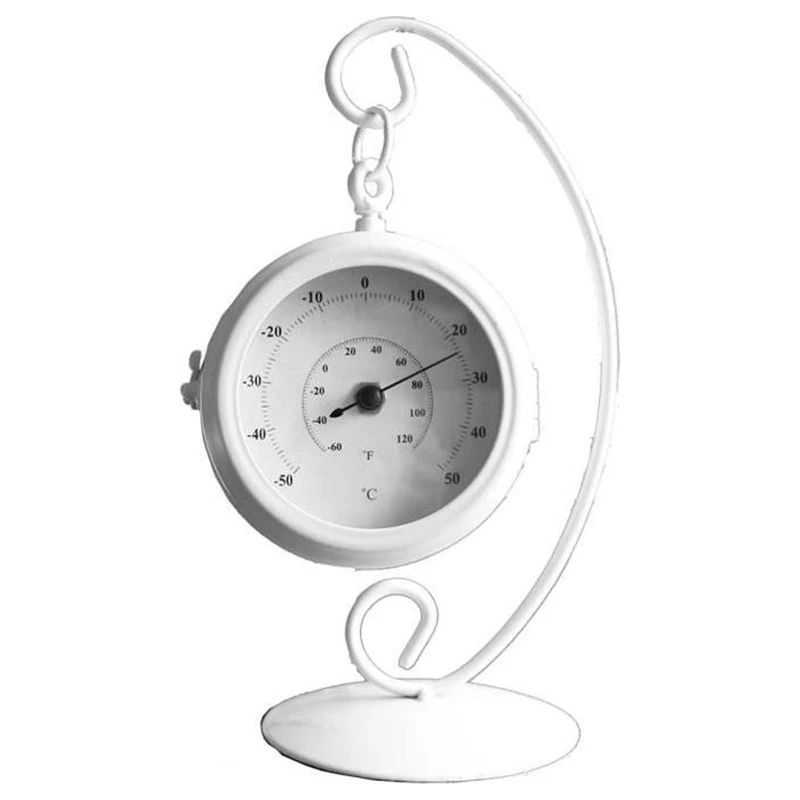 Orologio e Termometro da Tavolo Bianco 14x9,5x27 cm Vintage Doppia Faccia, fotografia 4 di 9