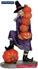 Delicate Balance Witch with Pumpkins Figurine, Polyresin