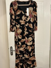 BNWT Roman Ruched Floral Midi Dress – Size 10 – Factory Flaw (See Photos)
