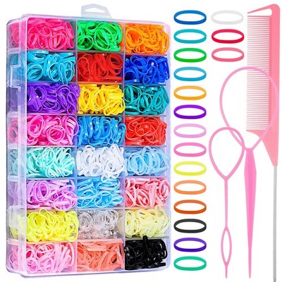 2000 Pcs Elastic Hair Bands for Girls, 24 Colors Small Girl Hair Ties Baby Ha...
