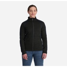 Spyder Encore Full Zip Sweater Jacket Womens Small Black Logo Fleece Lined VGUC