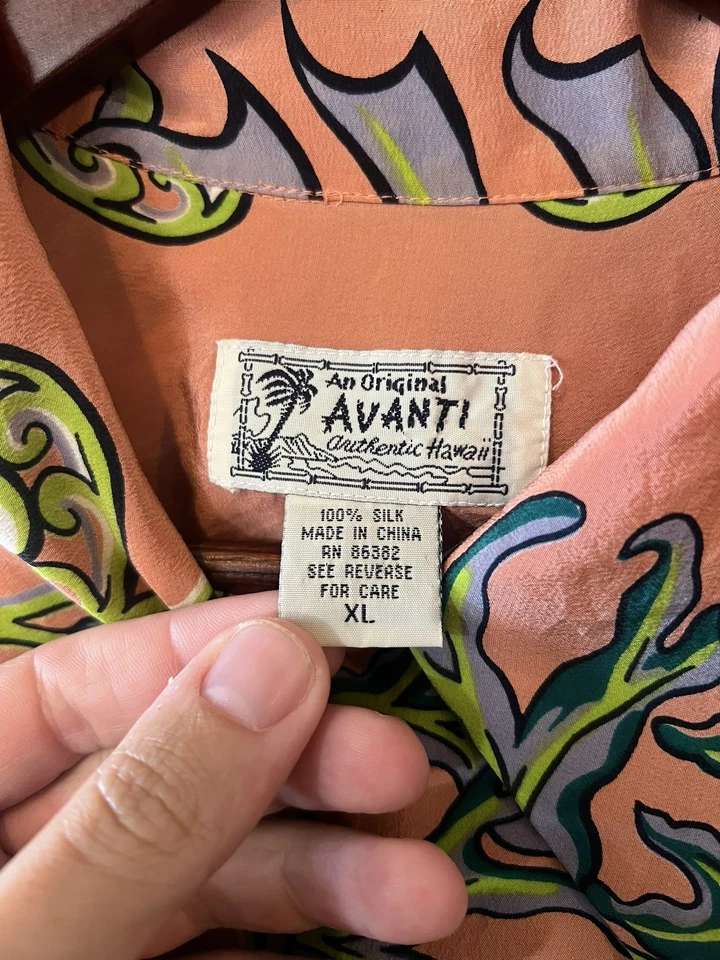 Camisa Hawaiana Avanti Hawaii Lei Seda Koi Aloha Coral Océano Sol Surf Kahala XL Foto 4 de 4