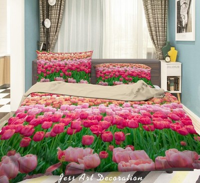 3D Tulip Field Landscape Quilt Cover Set Bedding Sets Pillowcases