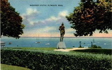 Massasoit Statue, Plymouth, Mass, Mayflower, Cyrus Dallin, Boston Postcard