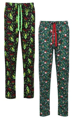 EX UK STORE® Mens Christmas Pyjama Bottoms The Elf Xmas PJ Lounge Sleep Pants M to XXL New
