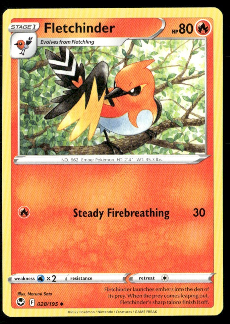 2022 Sword & Shield - Silver Tempest Fletchinder Stage 1/Uncommon #28