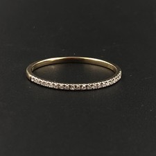 1.2mm Thin Natural Diamond Half Eternity Ring 10K Gold Stackable Wedding Band