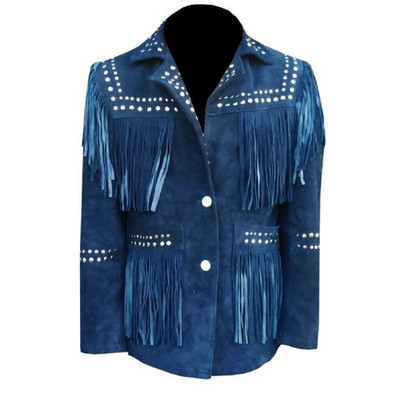 Men Vintage Style Fringe Leather Jacket Cowhide Men Leather Jacket: Gift For Him