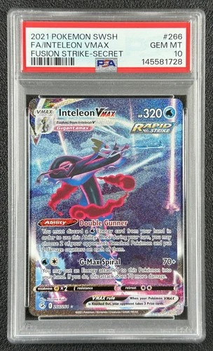 INTELEON VMAX PSA 10 2021 POKEMON SWORD & SHIELD FUSION STRIKE #266/264 FA 1728