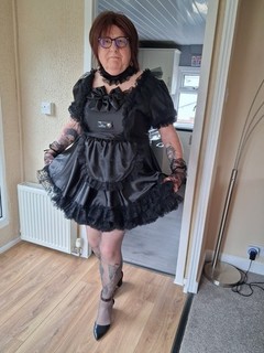 All Black Sissy Maids Uniform 7XL With Collar Cuffs Aoron
