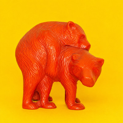 SEXY! Vintage 1970s Humping Bears Solid Brass Figurine Burnt Orange Funny Rare