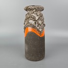 East German Fat Lava vase by Strehla. Orange and brown.