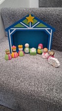Image of 10-Piece Children's Wooden Christmas Nativity set.