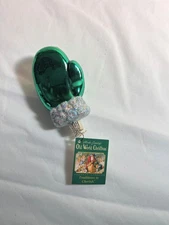 Merck Family's Old World Christmas "Green Mitten" Hand Blown Glass Ornament OWC