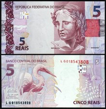 Brazil 5 Reais ND 2010 (2025), UNC, Prefix LG, P-New Date, New Sign