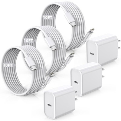Fast Charger for iPhone 17/16/15 Charger,10FT Extra Long Fast Charging 3Pack ...