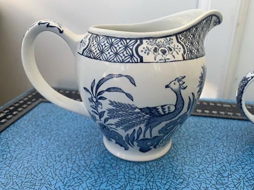 Vintage WOOD & SONS Keramik blau weiß Milchkännchen Milchkännchen & Zuckerdose YUAN Design - Bild 12 von 17